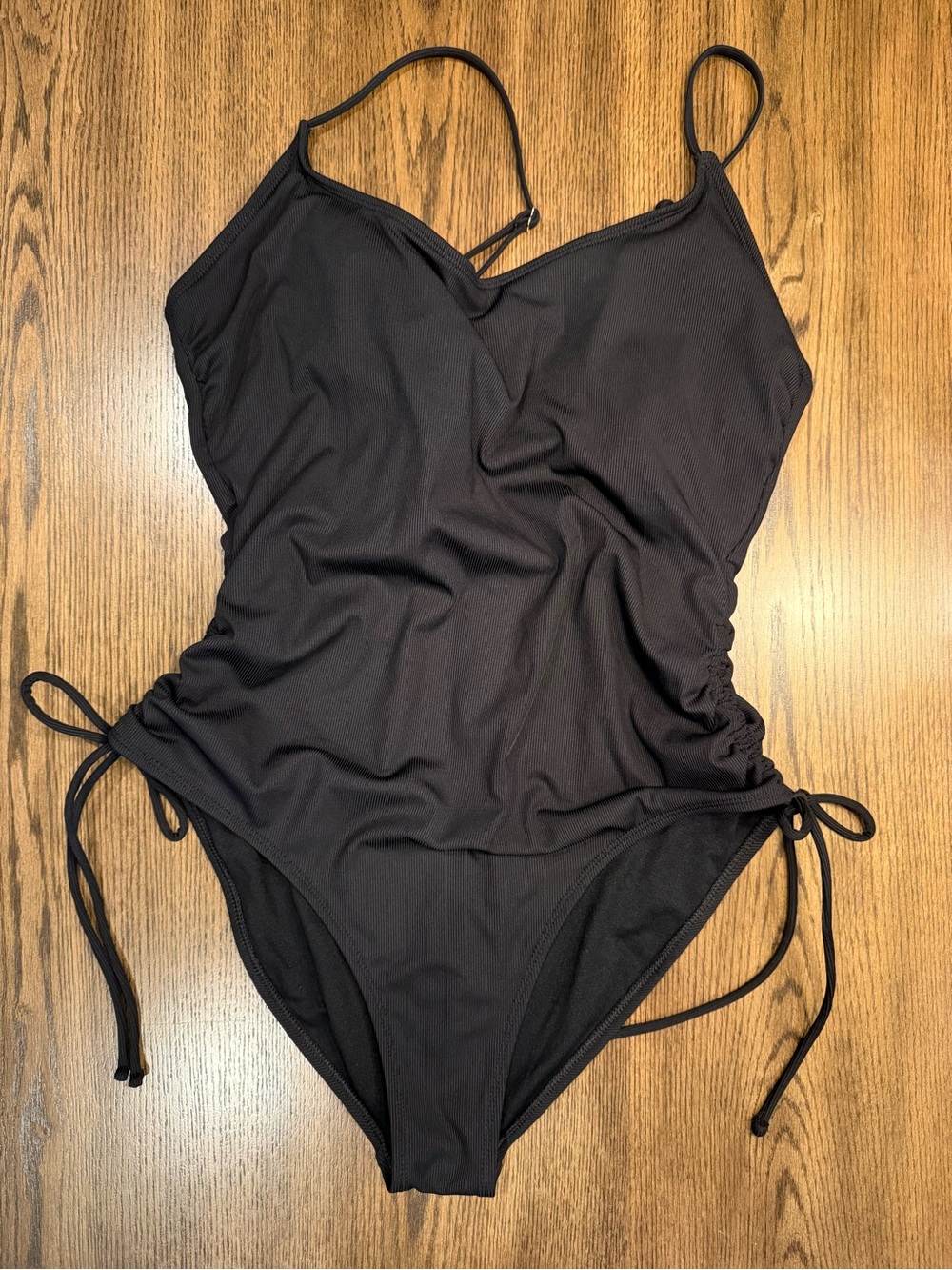 Shade & Shore Black One-Piece Swimsuit with Side Ties Size L